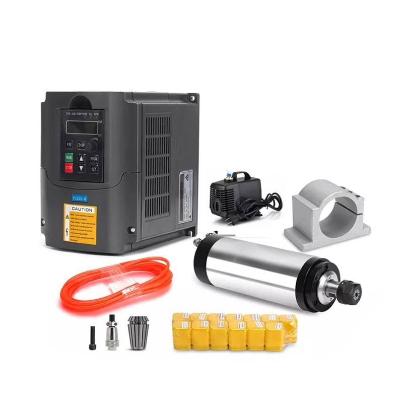 Spindelmotor, 2,2 kW wassergekühlter Spindelmotor-Kit CNC-Frässpindel 2,2 kW + 2,2 kW Inverter + 80 mm Spindelhalter + ER20-Spannzange for CNC-Fräser(2.2kw with ER20,110) von DIGNIFE