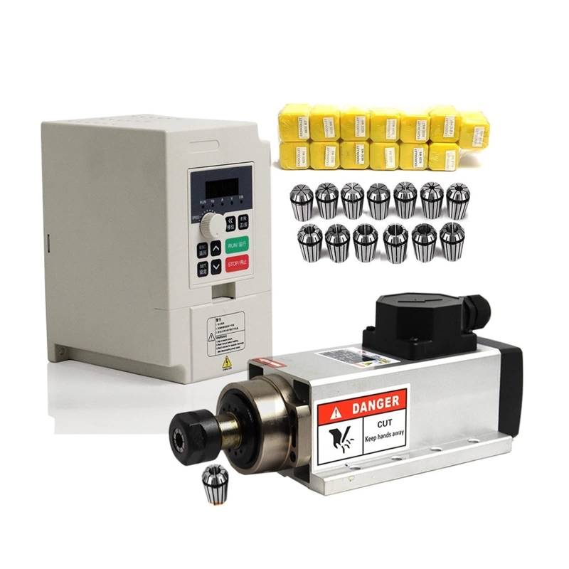 Spindelmotor, 2.2KW ER20 quadratischer luftgekühlter Spindelmotor mit 2.2KW Inverter/VFD Kits +13PCS ER20 for CNC-Fräsmaschine(Set 3,220) von DIGNIFE