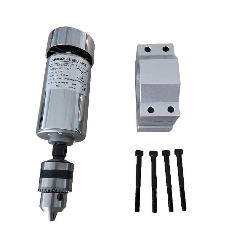 Spindelmotor, 300 W Graviermaschine DC-Spindel High Rush Luftgekühlter Spindelmotor und Halterung 1 Satz Langer Mund, der 1,5 mm - 10 mm festzieht von DIGNIFE