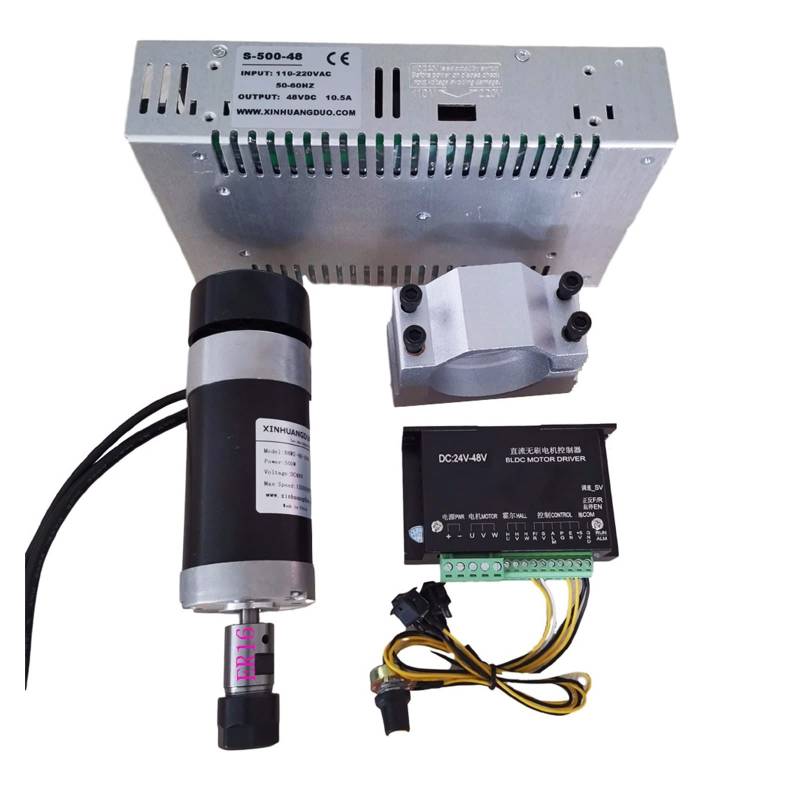 Spindelmotor, 48 V 500 W ER16 Bürstenlose Spindel + 57 Mm Klemme Mit Schrauben + 48 V Bürstenloser Motortreiber + 48 VDC 10,5 A Netzteil(Package7 ER16) von DIGNIFE