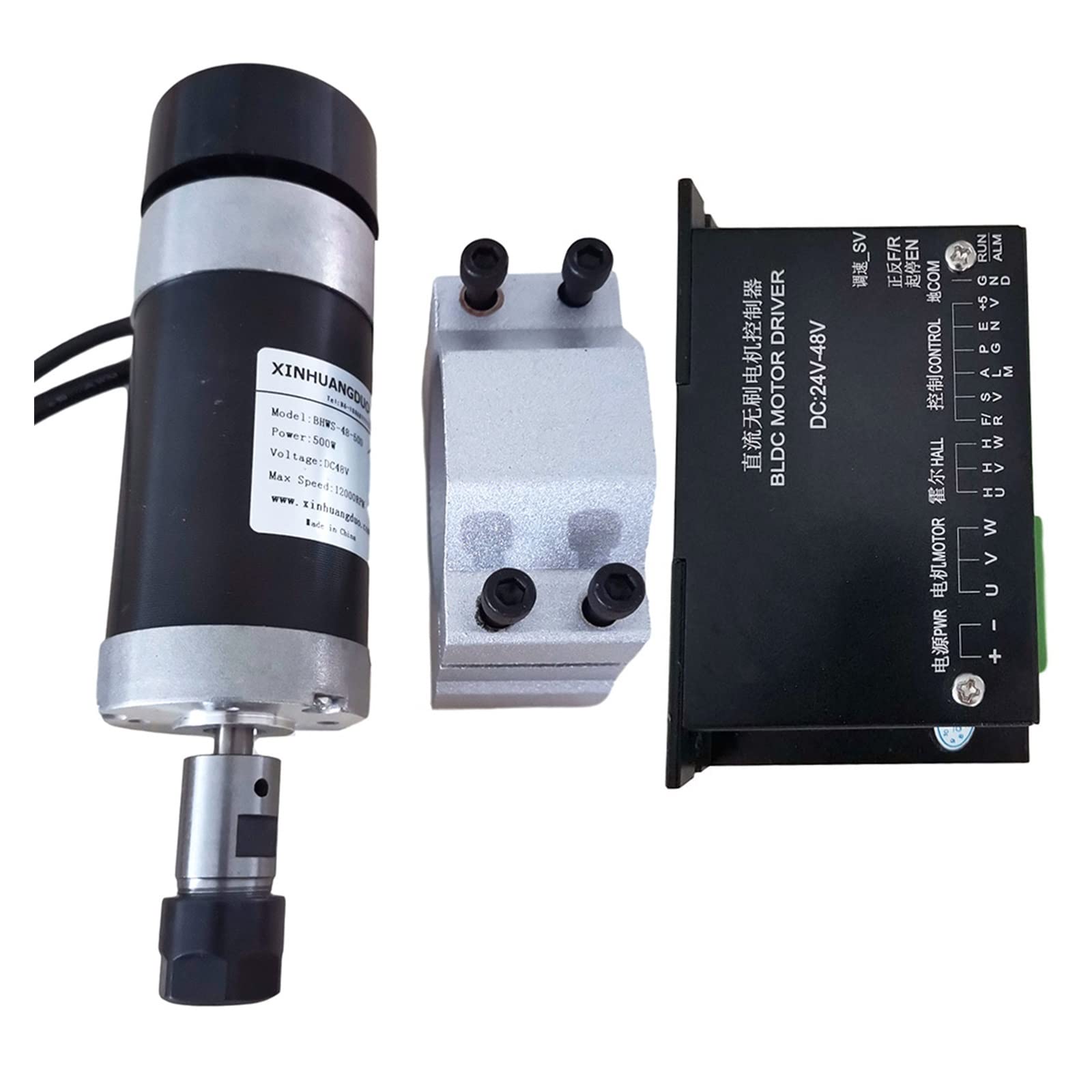 Spindelmotor, 48 V 500 W ER16 bürstenlose Spindel + 57 mm Klemme mit Schrauben + 48 V bürstenloser Motortreiber + 48 VDC 10,5 A Netzteil(Package5 ER16) von DIGNIFE