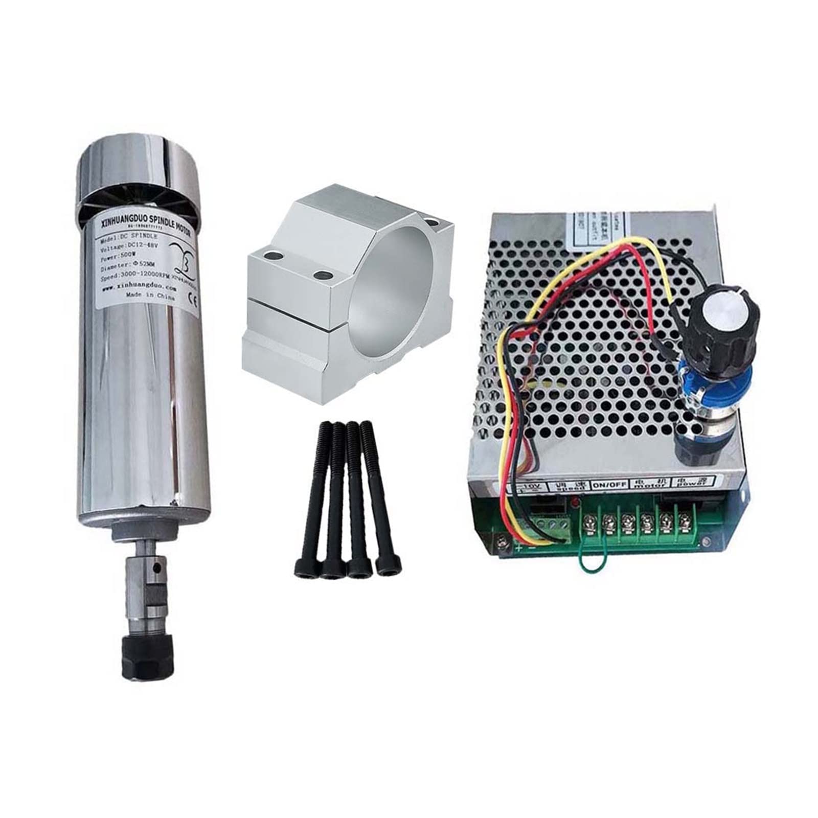 Spindelmotor, 500 W ER11 ER16 Graviermaschine Rundspindelmotor Luftkühlspindel 12000 U/min Gleichstrommotor + Netzteil + 52-mm-Klemme for CNC(ER11 Spindle KIT) von DIGNIFE