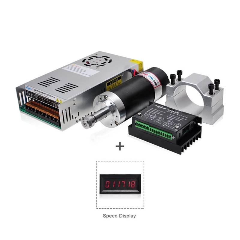 Spindelmotor, Bürstenloser 500-W-Spindelmotor ER11-Gleichstrommotor for CNC-Fräsen mit Netzteiltreiber 55-mm-Klemmhalterung ER11-Spannzangen(Kit2) von DIGNIFE