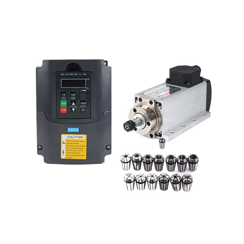 Spindelmotor, CNC 1,5 kW luftgekühlter Spindelsatz 1500 W quadratischer luftgekühlter Spindelmotor + 1,5 kW VFD-Wechselrichter + 13 Stück/Set ER11 von DIGNIFE