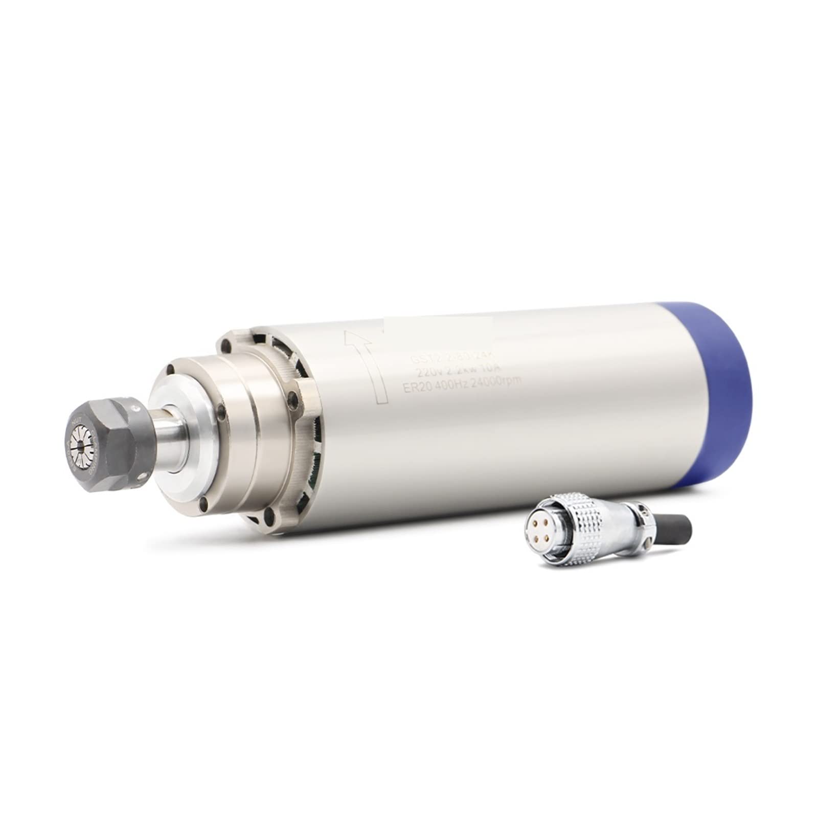 Spindelmotor, CNC-Frässpindelmotor 2,2 kW ER20 Luftkühlung Spindelmotor 2,2 kW luftgekühlt 80 x 224 mm 4 Lager for CNC-Gravur(220,Steel Ball Bearing) von DIGNIFE