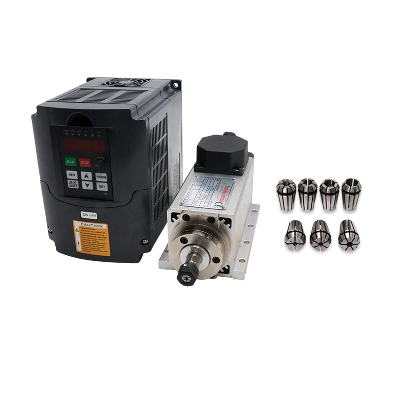Spindelmotor, CNC-Werkzeugmaschinenspindel 1500 W 1,5 kW 24000 U/min ER11-Luftkühlungsmotor VFD 7-teilige ER11-Spannzangen (1-7 mm)(HY VFD Option 1) von DIGNIFE