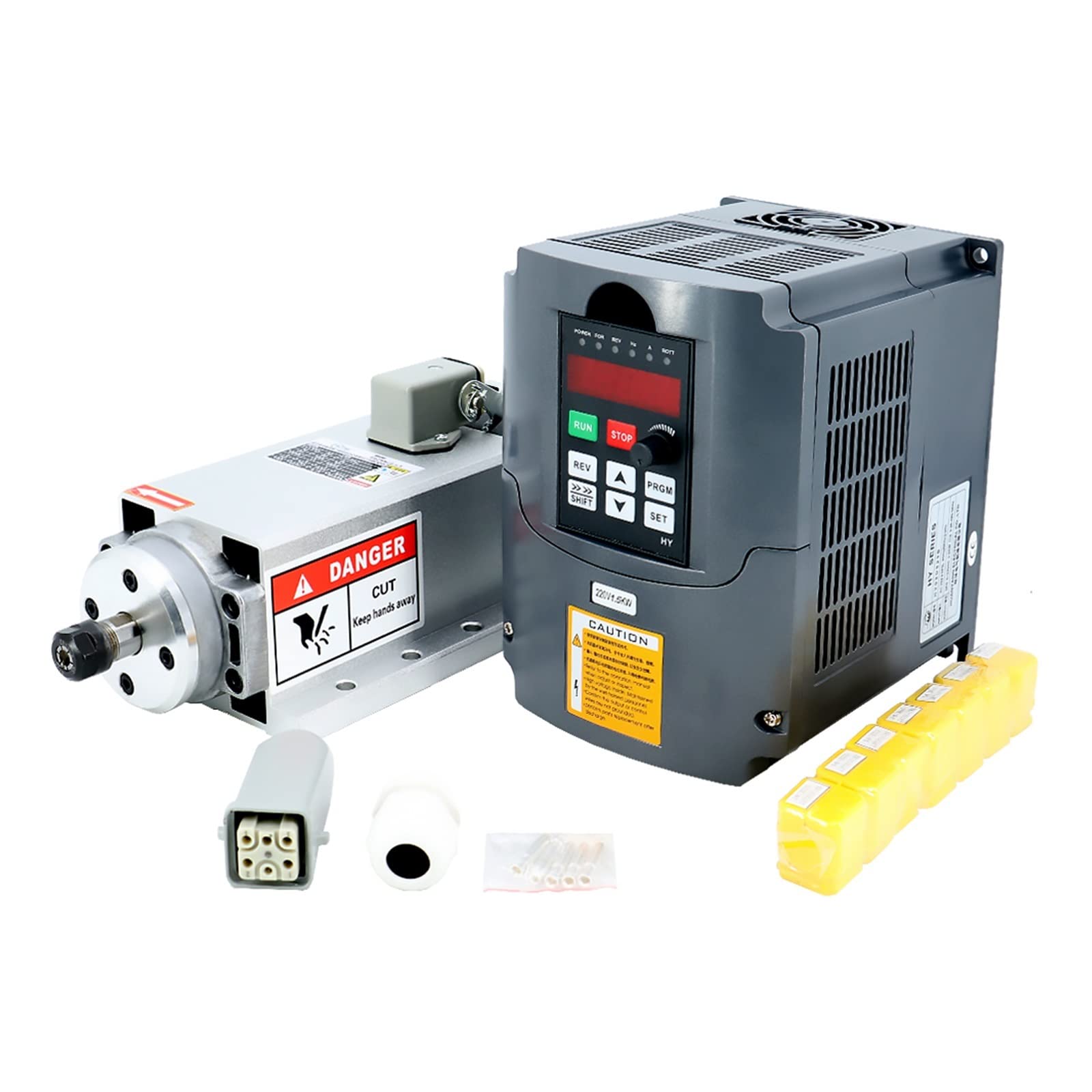 Spindelmotor, CNC-Werkzeugmaschinenspindel 1500 W 1,5 kW 24000 U/min ER11-Luftkühlungsmotor VFD 7-teilige ER11-Spannzangen (1-7 mm)(HY VFD Option 2) von DIGNIFE