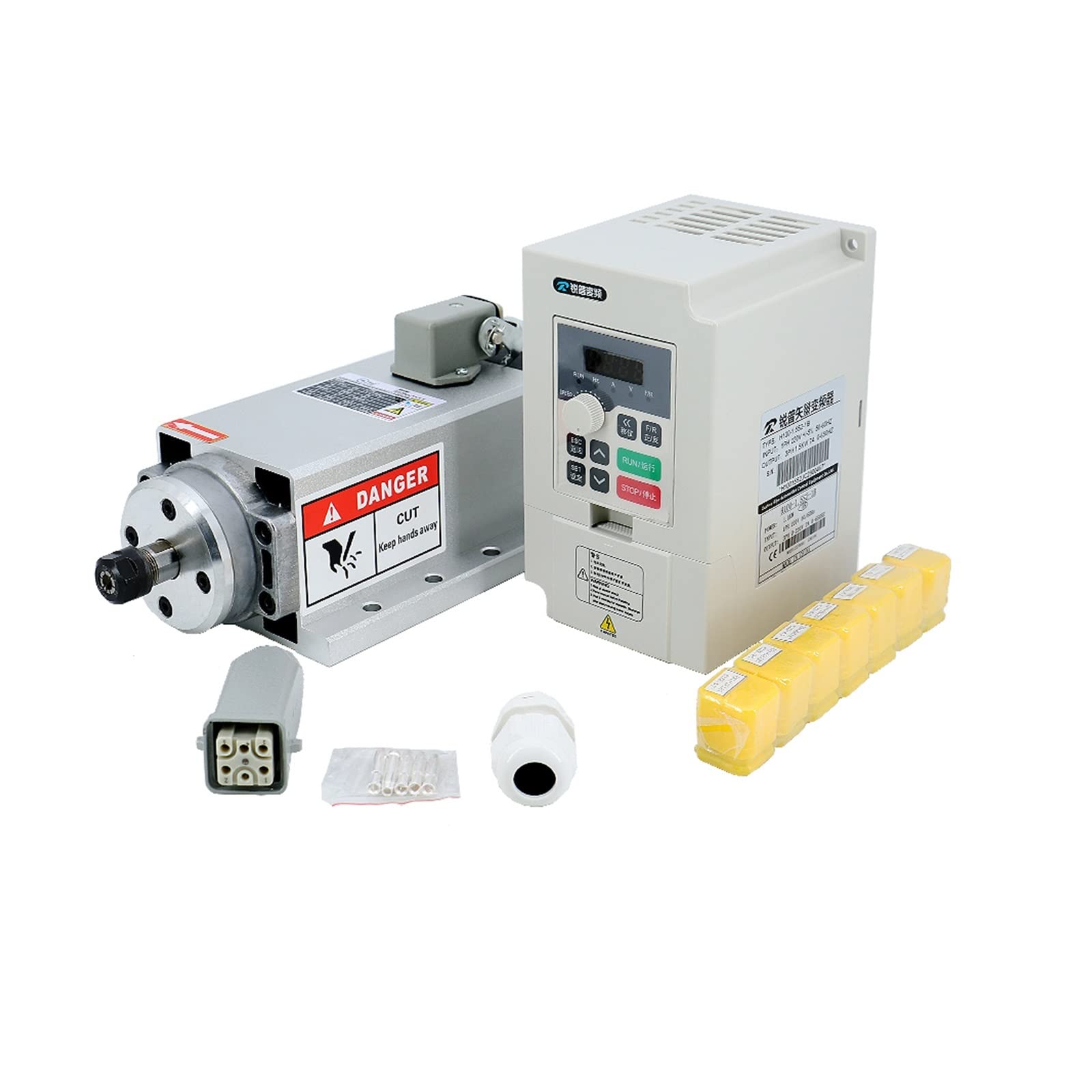 Spindelmotor, CNC-Werkzeugmaschinenspindel 1500 W 1,5 kW 24000 U/min ER11-Luftkühlungsmotor VFD 7-teilige ER11-Spannzangen (1-7 mm)(RP VFD Option 3) von DIGNIFE