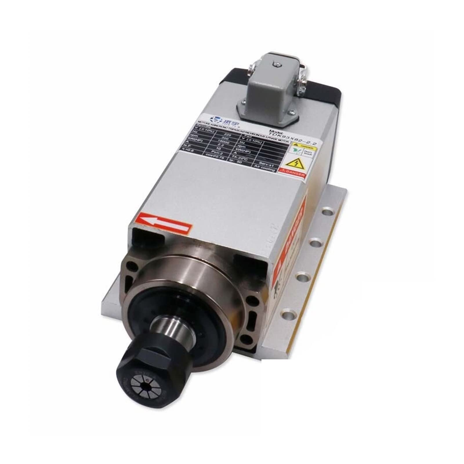 Spindelmotor, CNC-Werkzeugmaschinenspindel 2200 W 2,2 kW 24000 U/min 400 Hz ER20-Luftkühlungs-Spindelmotor 3-Phasen-Eingang + 13 Stück ER20-Spannzangen (1-13 mm)(Aviation plug,380) von DIGNIFE