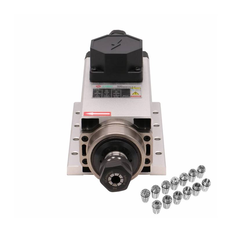 Spindelmotor, CNC-Werkzeugmaschinenspindel 2200 W 2,2 kW 24000 U/min 400 Hz ER20-Luftkühlungs-Spindelmotor 3-Phasen-Eingang + 13 Stück ER20-Spannzangen (1-13 mm)(Junction Box,220) von DIGNIFE