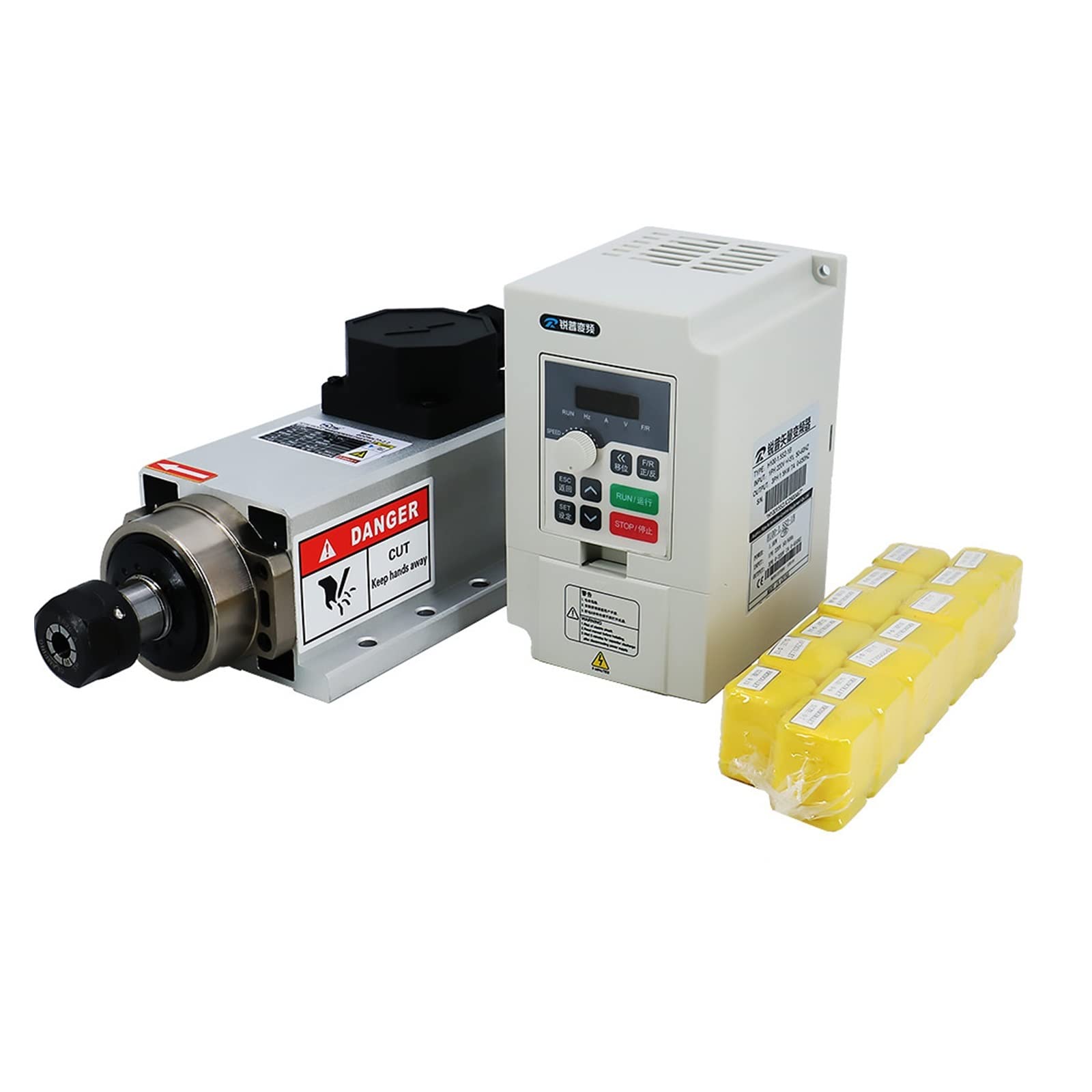 Spindelmotor, CNC-Werkzeugmaschinenspindel 2200 W 2,2 kW 24000 U/min ER20 Luftkühlung Spindelmotor RP Weiß VFD 13 Stück ER20 Spannzangen (1-13 mm)(Option 2,380) von DIGNIFE