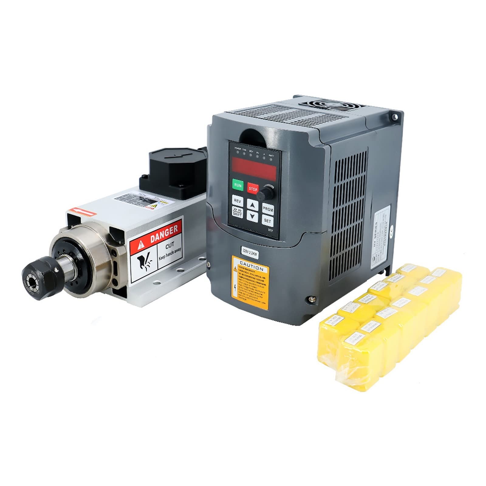 Spindelmotor, CNC-Werkzeugmaschinenspindel 2200 W 2,2 kW 24000 U/min ER20 Luftkühlung Spindelmotor RP Weiß VFD 13 Stück ER20 Spannzangen (1-13 mm)(Option 4,380) von DIGNIFE
