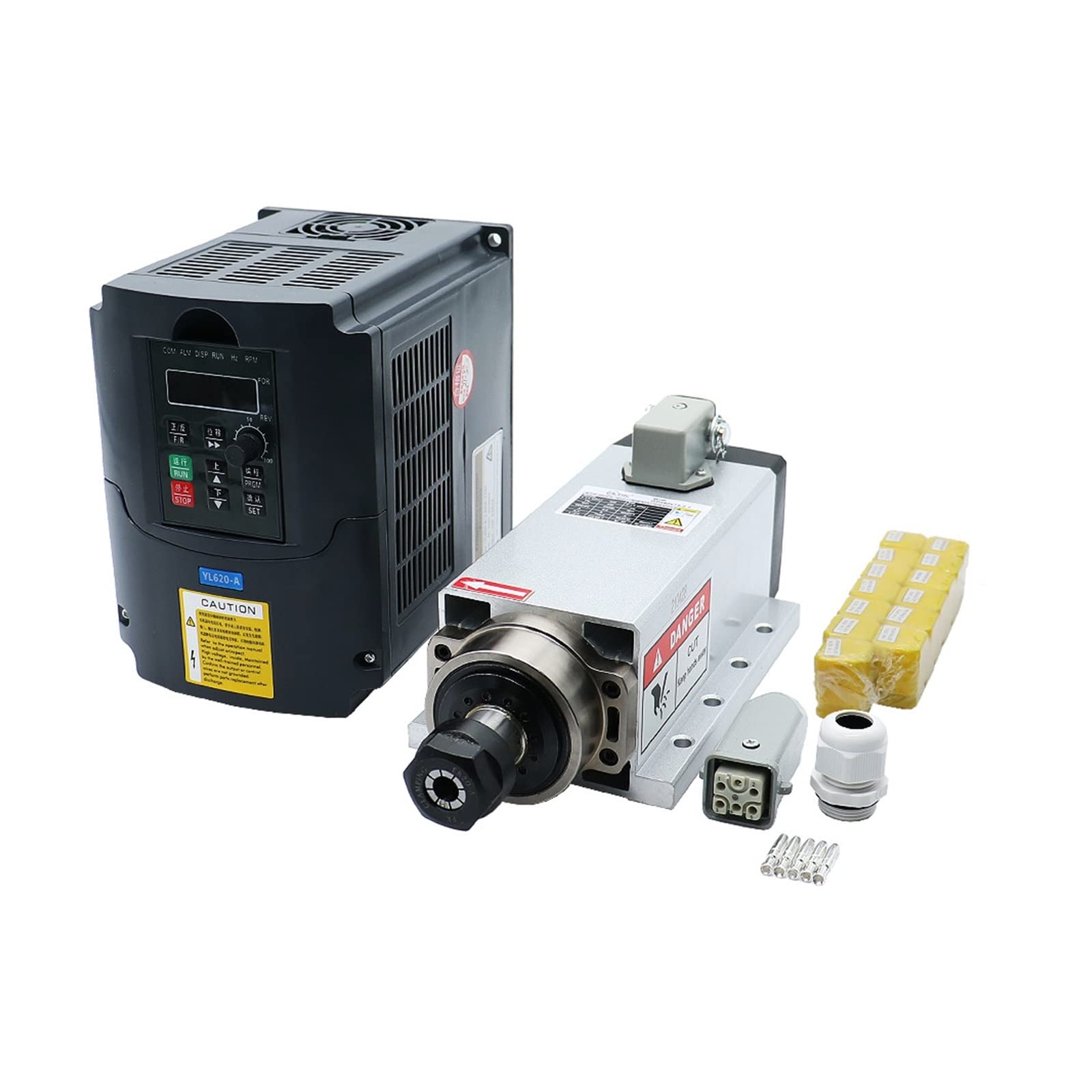 Spindelmotor, CNC-Werkzeugmaschinenspindel 2200 W 2,2 kW 24000 U/min ER20 Luftkühlung Spindelmotor RP Weiß VFD 13 Stück ER20 Spannzangen (1-13 mm)(Option 5,380) von DIGNIFE