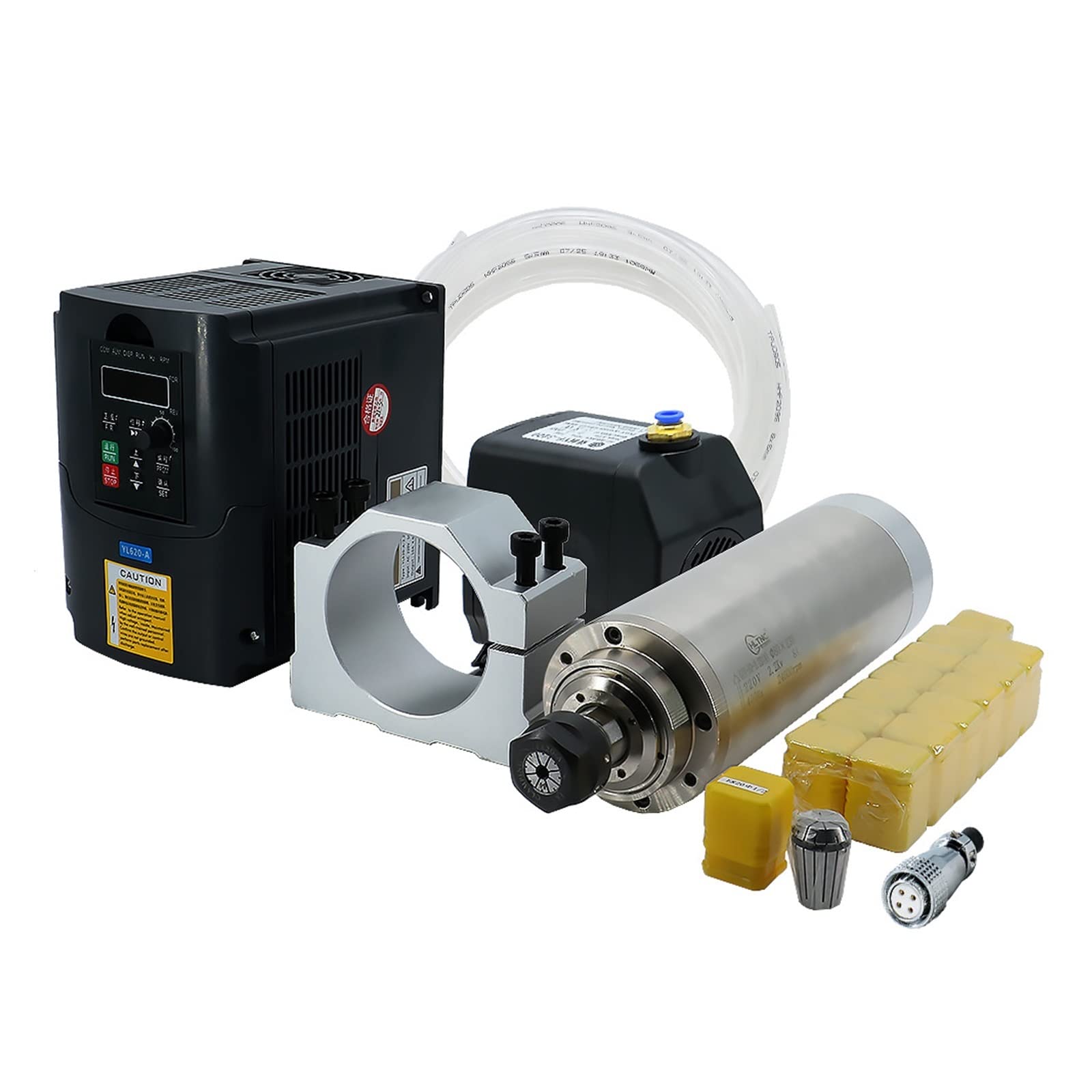 Spindelmotor, CNC-Werkzeugmaschinenspindel 2200 W 2,2 kW 24000 U/min ER20-Wasserkühlungsspindel VFD 80-W-Wasserpumpe 80-mm-Halterung ER20-Spannzangen(YL VFD sliver,110) von DIGNIFE