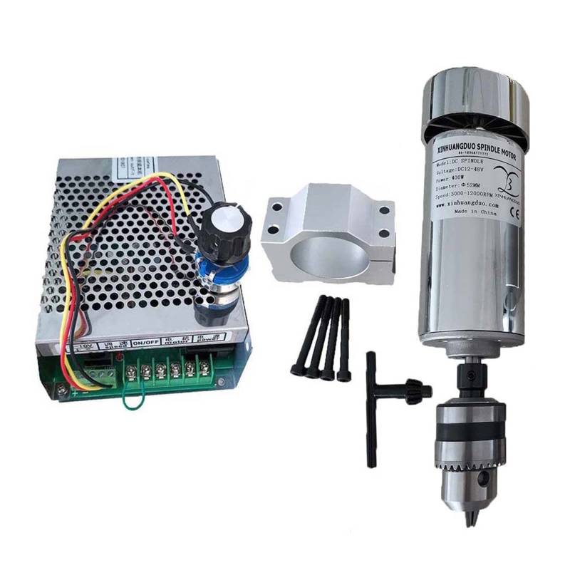 Spindelmotor, Luftgekühltes 0,4-kW-CNC-Bohrfutter-Spindelmotor-Kit 400-W-Spindelmotor + Drehzahlregler for die Stromversorgung for Gravieren(Package 5) von DIGNIFE