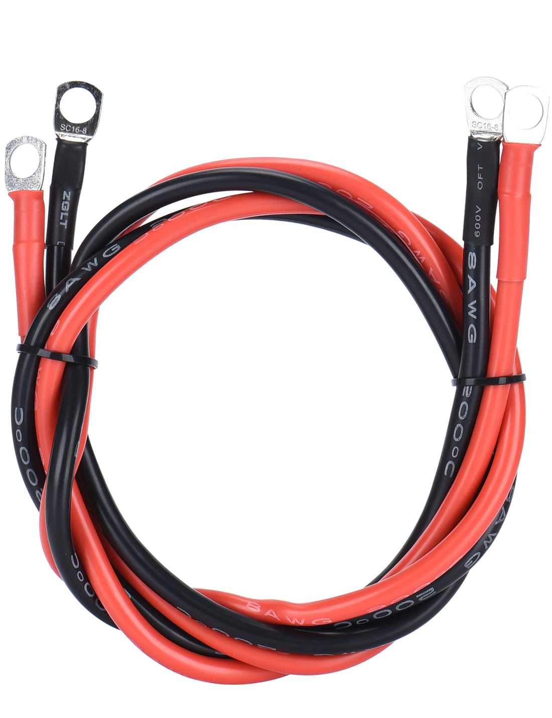 DIHOOL 2 Stück Ultra weiches Silikon Batteriekabel M8 8AWG/10mm2 20cm, 500V bis 12V Kupfer Batterie Kabel, für Motorrad/Wechselrichter/Solar/Autobatterie von DIHOOL