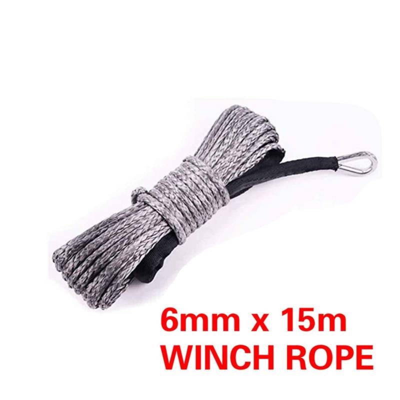 Synthetisches Windenseil, 15M Winde Seil String Line Kabel mit Synthetik-Schleppseil 7700LBS Autowäwinen Wartungszeichenfolge for ATV UTV Off-Road für Geländefahrzeuge, Allradfahrzeuge, ATVs(C) von DIKAMAN