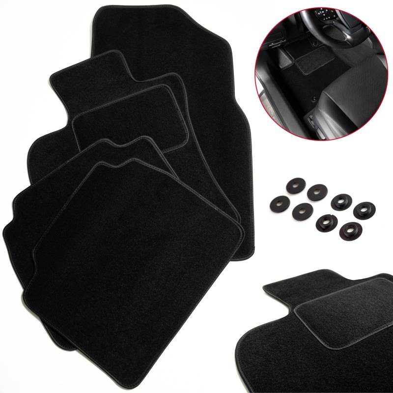Auto Fussmatten Set Velours passgenau | Autofußmatten mit Stoppern und eleganter Einfassung | Automatten schützen den Innenraum und sind leicht zu reinigen | Kompatibel mit Mercedes E W211 2002-2009 von DIKEL