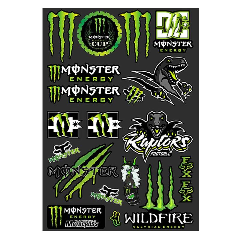 DINGFENG Motorrad Aufkleber, Monster Energy Aufkleber, Sponsoren Aufkleber, Moto Motocross Stickers Kit, Racing Aufkleber, für Offroad MotorräDer und Helme Motorrad Enthusiasten von DINGFENG