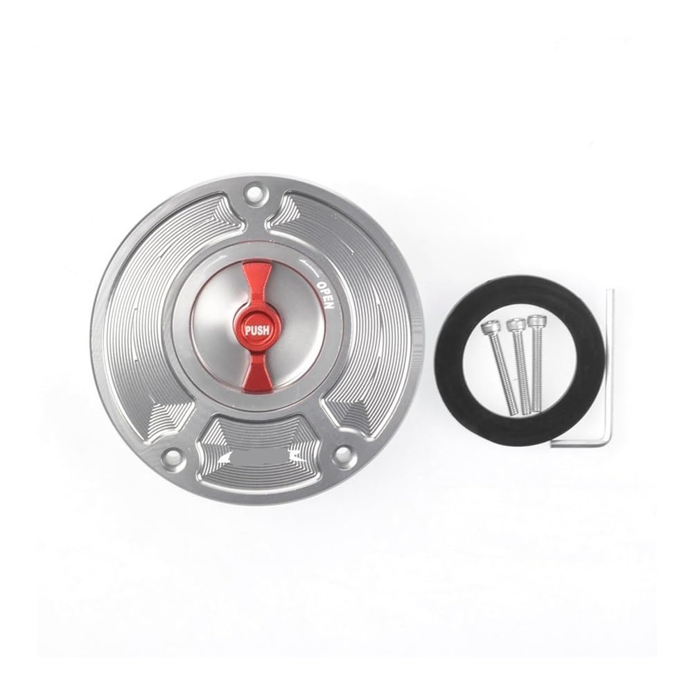 DINGYIG Für CBR 600 F4 F3 F2 1991-2008 Motorrad Kraftstoff Gas Tank Cap Abdeckung Zubehör Tankdeckel(Silver Red Logo) von DINGYIG