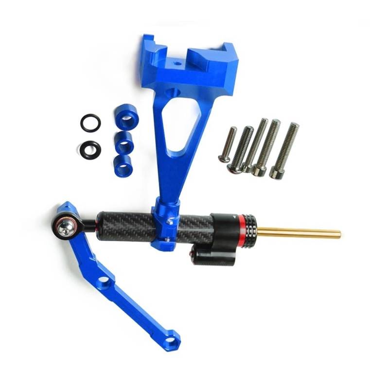 DINGYIG Für MT 09 Für MT-09 Für FZ 09 2013-2016 Motorrad Lenkung Stabilisieren Dämpfer Halterung Montieren Motorrad Dämpfer Lenkung Stabilisator(Blue-Carbon Fiber) von DINGYIG
