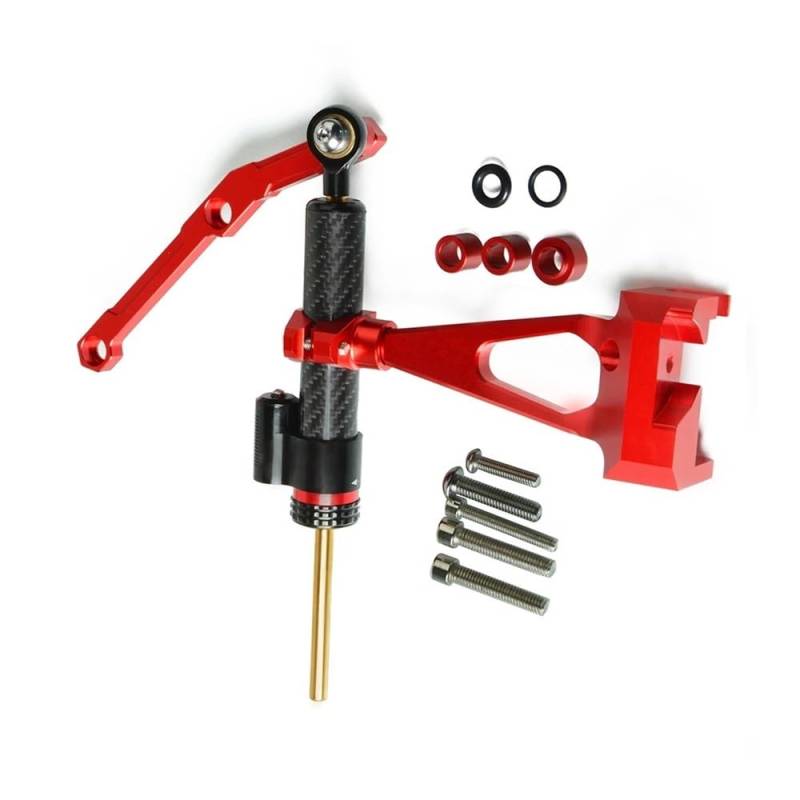 DINGYIG Für MT 09 Für MT-09 Für FZ 09 2013-2016 Motorrad Lenkung Stabilisieren Dämpfer Halterung Montieren Motorrad Dämpfer Lenkung Stabilisator(Red-Carbon Fiber) von DINGYIG