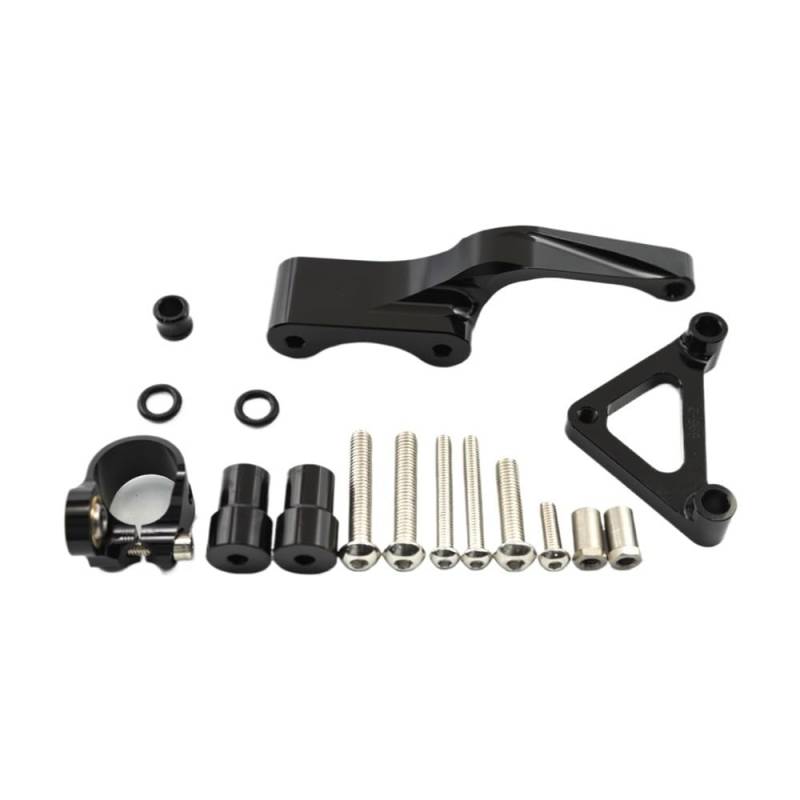 DINGYIG Für Monster 696 Lenkungsdämpfer Stabilisator Motorrad Dämpfer Montagehalterung Unterstützung Kit Zubehör Stabilisator(Black Bracket) von DINGYIG