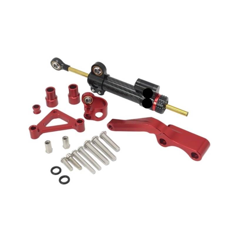 DINGYIG Motorrad Geändert Lenkung Dämpfer Stabilisator Montage Halterung Unterstützung Kit Für Monster 1100 1100S 2008-up Stabilisator(Red Bracket) von DINGYIG