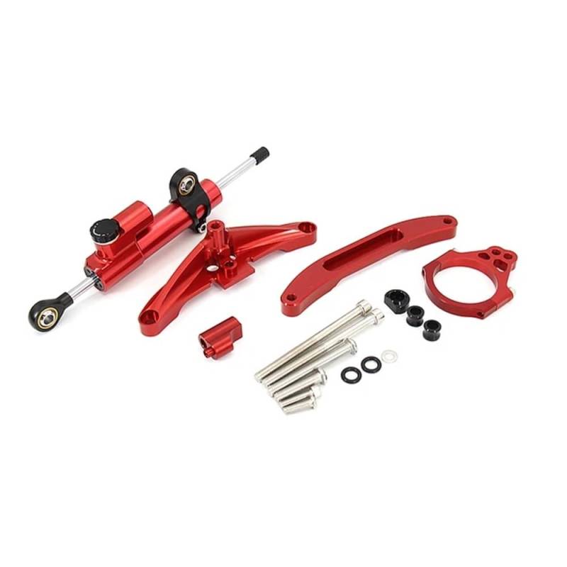 DINGYIG Motorrad Lenkungsdämpfer Halterung Set Stabilisator Linear Dämpfer Montage Unterstützung Für FZ1 Für FAZER 2006-2015 Stabilisator(B Red) von DINGYIG