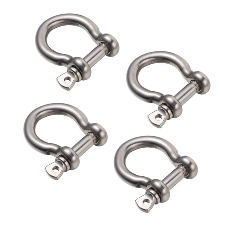 DINHEAROM 4Stücke Edelstahlschäkel D Förmiger Metallschäkel Robust für Abschleppen Zurrgurte und Bergung Hufeisenform Design Vielseitig Einsetzbar für Boote von DINHEAROM
