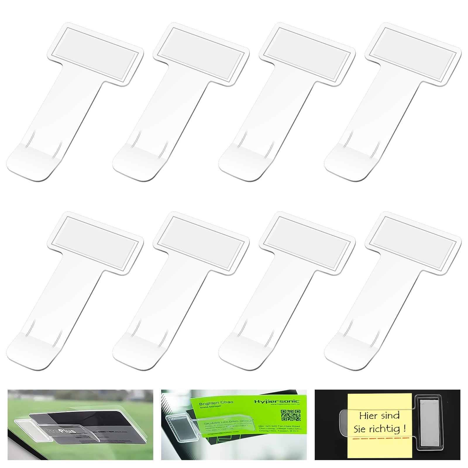DINSONG Ticket Halterung Auto,8 Stück Transparent Auto Windschutzscheibe Ticket Halte,Parkscheinhalter Clip,Parkausweishalter,Windschutzscheibe Kartenhalter,Selbstklebend Tickets Clips für Parkschein DINSONG Ticket Halterung Auto,8 Stück Transparent Auto Windschutzscheibe Ticket Halte,Parkscheinhalter Clip,Parkausweishalter,Windschutzscheibe Kartenhalter,Selbstklebend Tickets Clips für Parkschein von DINSONG