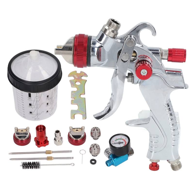 DIRBAK HVLP -Kfz -Lack -Sprühpistole mit 3 Größe Düse Schwerkraft Auto -Lack -Spray -Torch -Kit G1/4 Lufteinlass für Automobilmöbel Industriegebrauch Aluminiumlegierung von DIRBAK