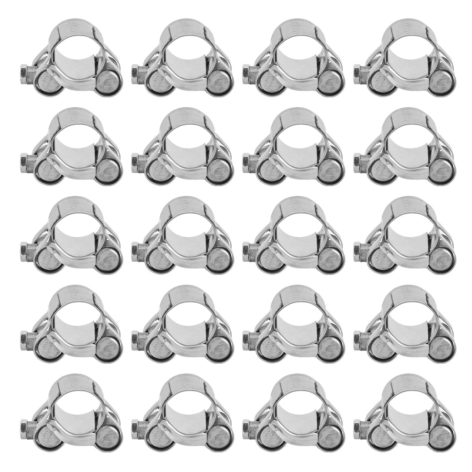 Edelstahl -Schlauchklemme Mini -Schlauchrohrklamme für Kraftfahrzeuge Petrochemische pharmazeutische 20 -teilige Silbervergasung (23-25mm) von DIRBAK