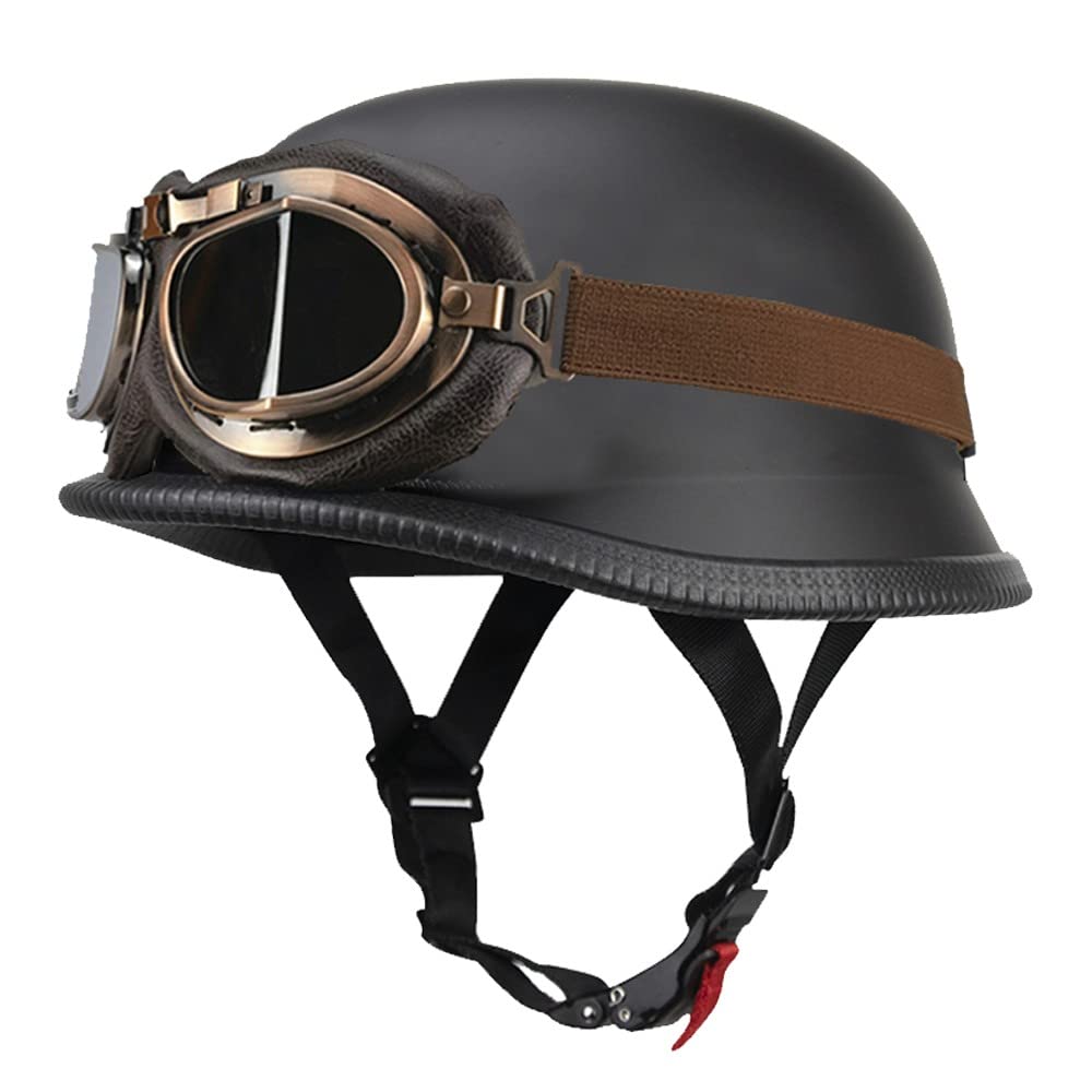 Deutsch Helm Halboffenen Vintage Öffnen Motorradhelm Halb-Helm ECE-Zertifizierung Chopper Helm mit Sonnenbrille für Mopeds Cruiser Vintage Jet Helm Schnellverschlussschnallen M-XXL Deutsch Helm Halboffenen Vintage Öffnen Motorradhelm Halb-Helm ECE-Zertifizierung Chopper Helm mit Sonnenbrille für Mopeds Cruiser Vintage Jet Helm Schnellverschlussschnallen M-XXL von DIRERTYS