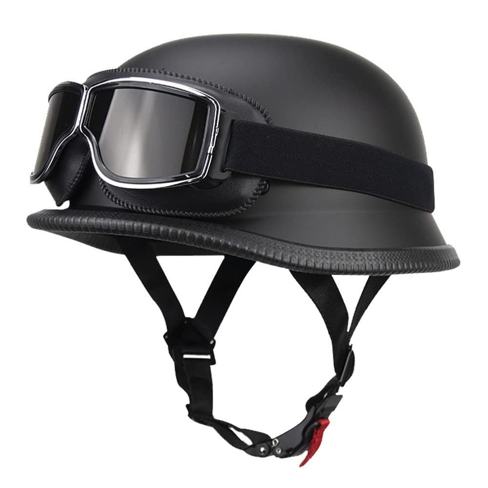 Deutsch Helm Halboffenen Vintage Öffnen Motorradhelm Halb-Helm ECE-Zertifizierung Chopper Helm mit Sonnenbrille für Mopeds Cruiser Vintage Jet Helm Schnellverschlussschnallen M-XXL Deutsch Helm Halboffenen Vintage Öffnen Motorradhelm Halb-Helm ECE-Zertifizierung Chopper Helm mit Sonnenbrille für Mopeds Cruiser Vintage Jet Helm Schnellverschlussschnallen M-XXL von DIRERTYS