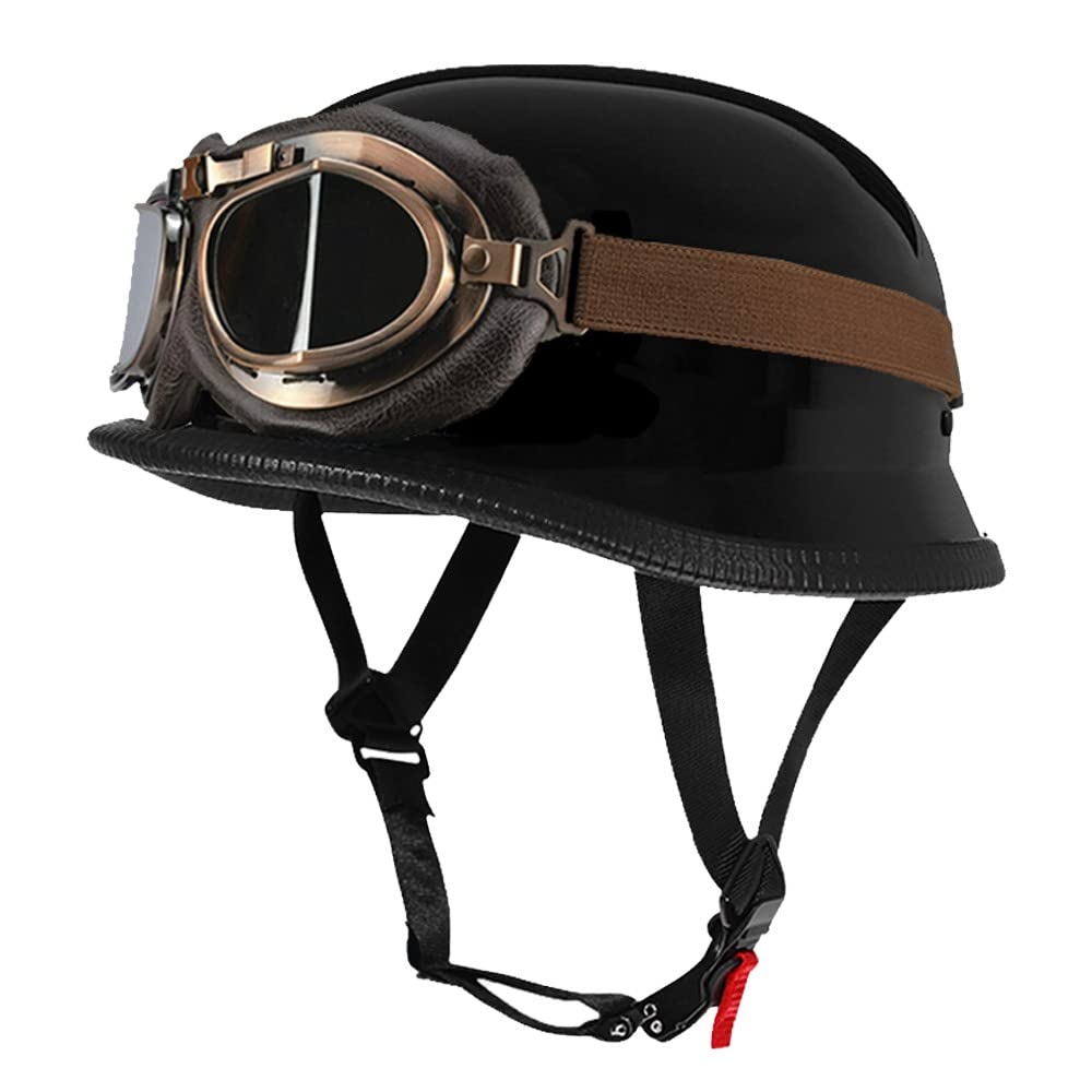 Deutsch Helm Halboffenen Vintage Öffnen Motorradhelm Halb-Helm ECE-Zertifizierung Chopper Helm mit Sonnenbrille für Mopeds Cruiser Vintage Jet Helm Schnellverschlussschnallen M-XXL Deutsch Helm Halboffenen Vintage Öffnen Motorradhelm Halb-Helm ECE-Zertifizierung Chopper Helm mit Sonnenbrille für Mopeds Cruiser Vintage Jet Helm Schnellverschlussschnallen M-XXL von DIRERTYS