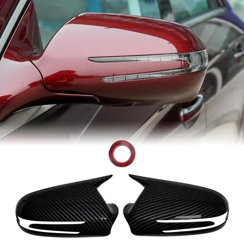 Carbon Faserstil Schwarzer Seitenspiegelabdeckkappen für kompatible CLS W219 Modelle 2009-2011(Carbon Look) von DIWUCXCA