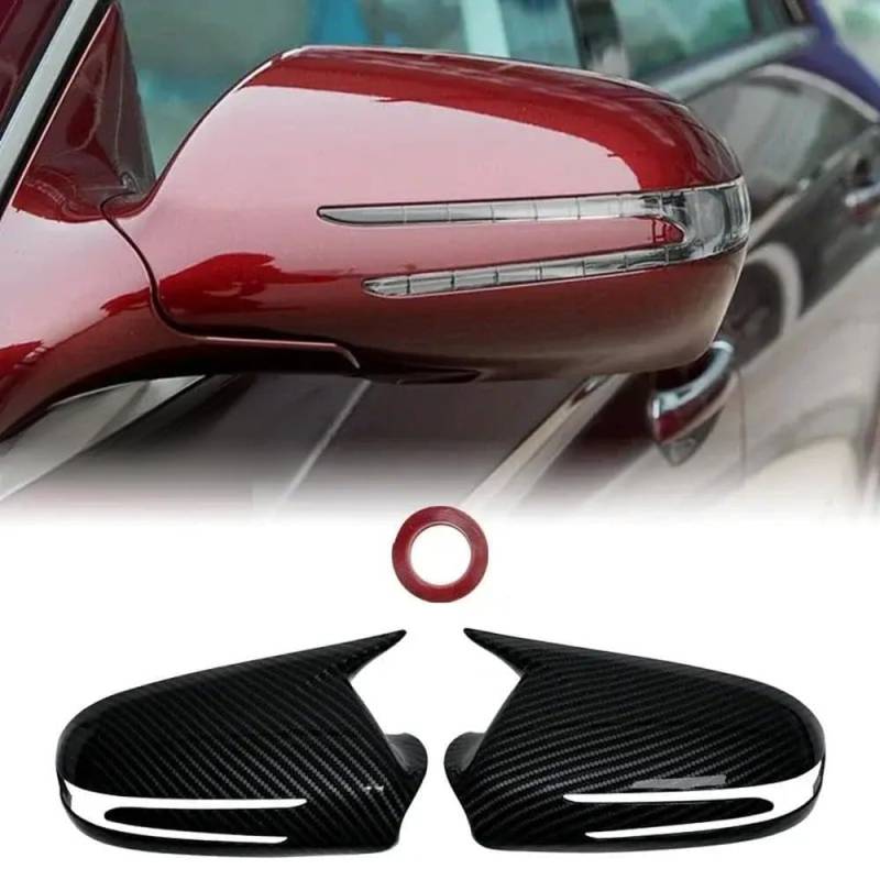 Carbon Faserstil Schwarzer Seitenspiegelabdeckkappen für kompatible CLS W219 Modelle 2009-2011(Carbon Look) von DIWUCXCA