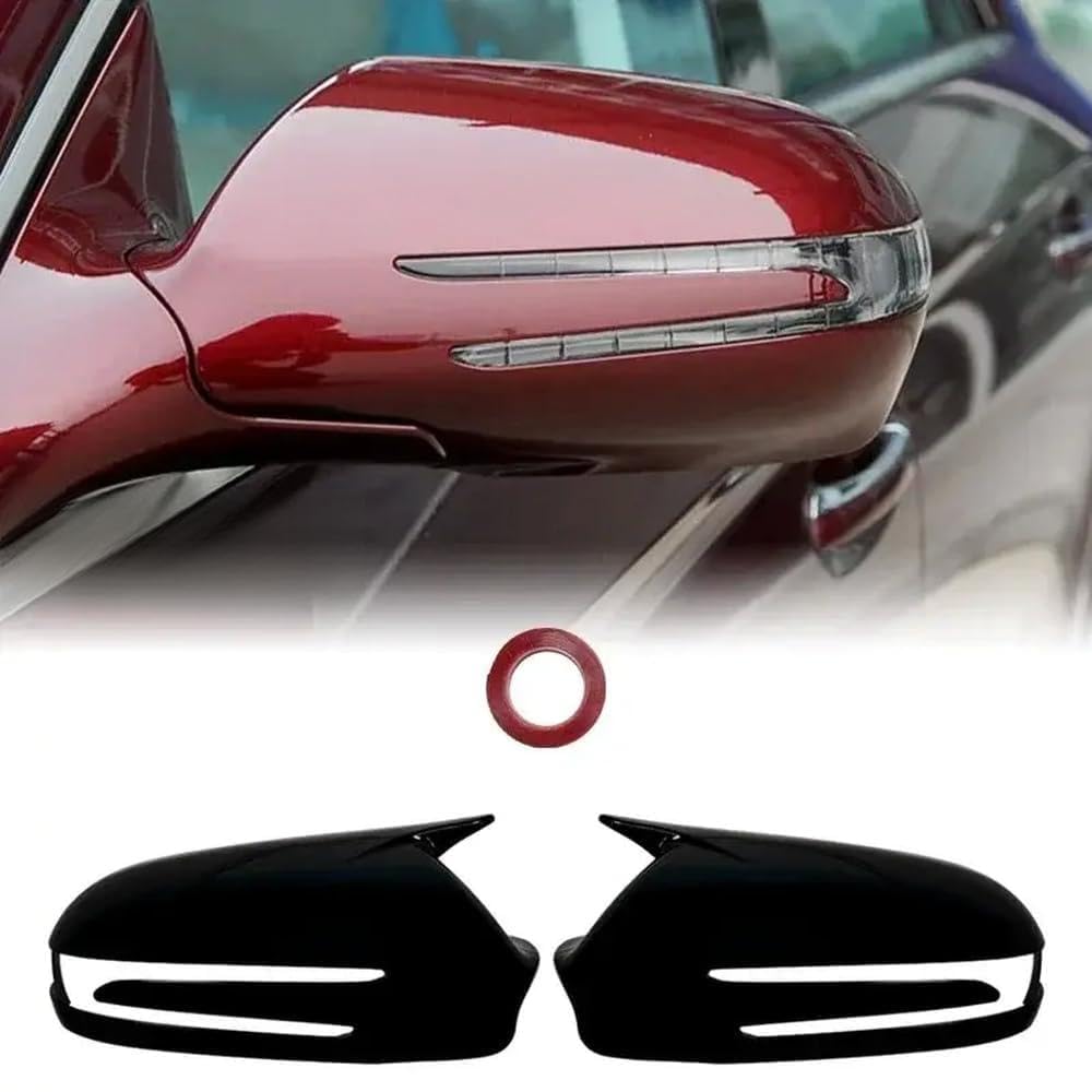 Carbon Faserstil Schwarzer Seitenspiegelabdeckkappen für kompatible CLS W219 Modelle 2009-2011(Gloss Black) von DIWUCXCA