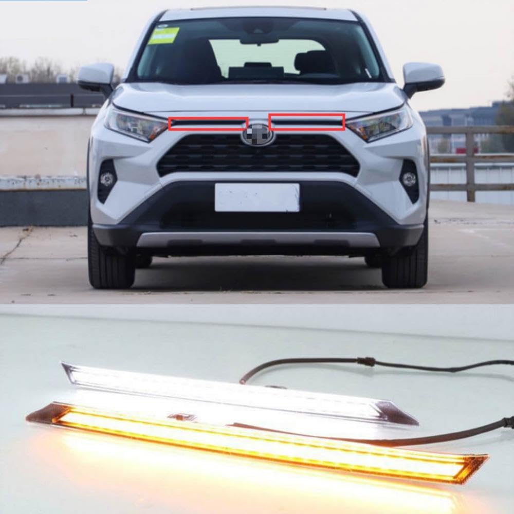 Daytime Laufen hell mit gelbe Rundenfunktion für 2019 2020 Universal Car Cover Decoration Light 12V(White and yellow) von DIWUCXCA