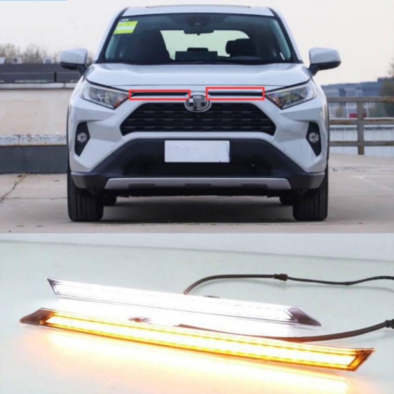 Daytime Laufen hell mit gelbe Rundenfunktion für 2019 2020 Universal Car Cover Decoration Light 12V(White and yellow) von DIWUCXCA