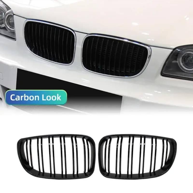 Frontgrill -Trimmstreifen mit E81 E87 E82 E88 128i 130i 135i Doppel -Slat -Sportgrills kompatibel(Carbon Fiber) von DIWUCXCA