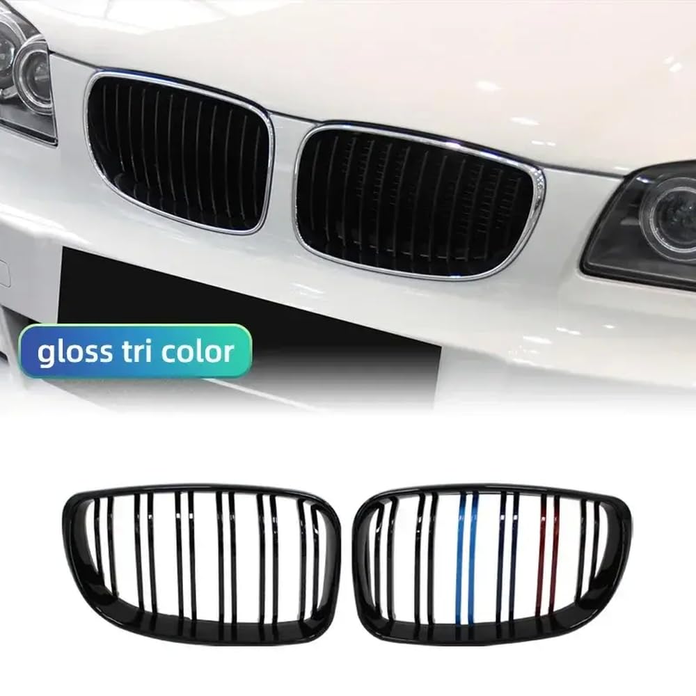 Frontgrill -Trimmstreifen mit E81 E87 E82 E88 128i 130i 135i Doppel -Slat -Sportgrills kompatibel(M Colour) von DIWUCXCA