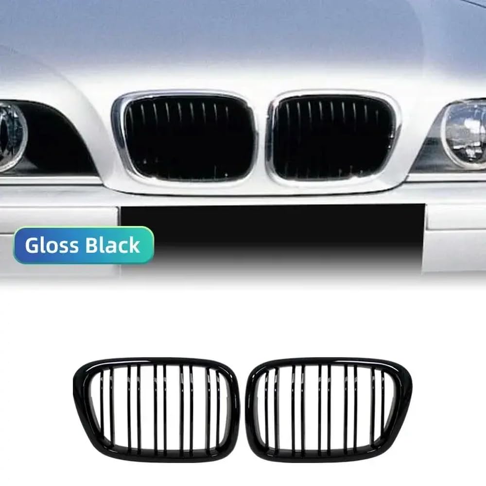Hochglänzender schwarzer Rennkühlerkugel kompatibel mit E39 5 Serie 525 528 1997 bis 2003 Dual Line Fronthaube auf Einlass Autozubehör(Gloss Black) von DIWUCXCA