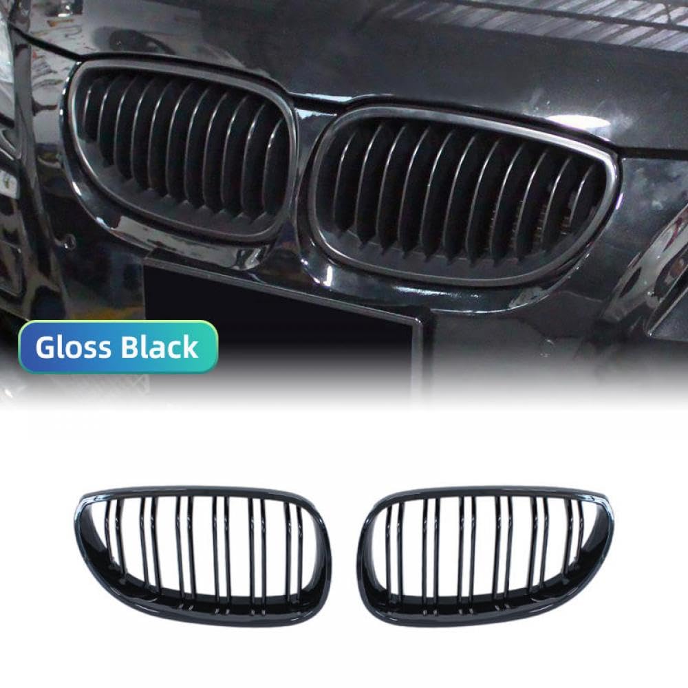 Vordere Stoßstange Nierenkühlernetz Doppellinie kompatibel mit E60 E61 5 Serie 520i 535i 545i 550i M5 2003-2010 Body Upgrade(Double Line Black) von DIWUCXCA