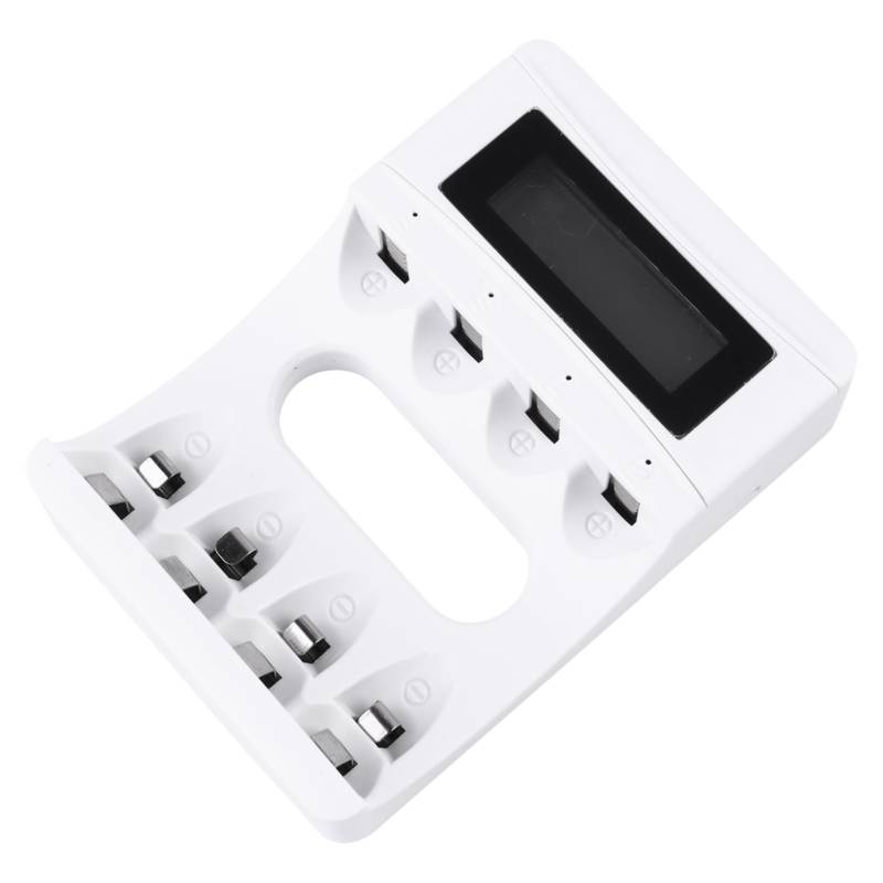 DIYEAH Ladegerät mit 4 Steckplätzen alle wiederaufladbare Batterieladegeräte werkzeug wiederaufladbares Akku -Ladegerät Batterieladegerät mit LCD-Display Abs Weiß von DIYEAH