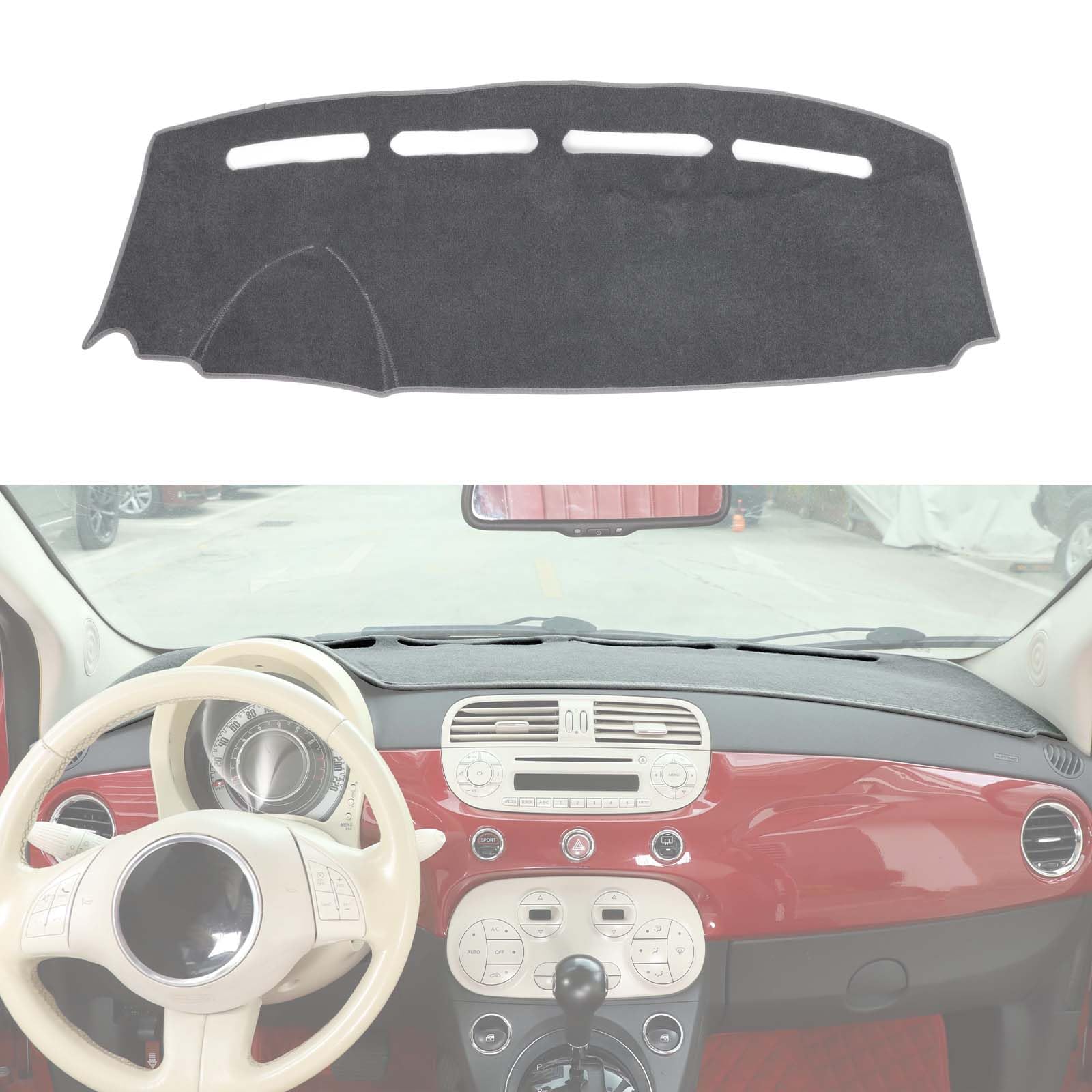 Armaturenbrett-Abdeckung, kompatibel mit Fiat 500 2008–2023, Auto-Innen-Armaturenbrett-Abdeckung, rutschfeste Matte, Anti-UV-Armaturenbrettabdeckung, Sonnenschutz (grau, Linkslenker) von DIYUCAR