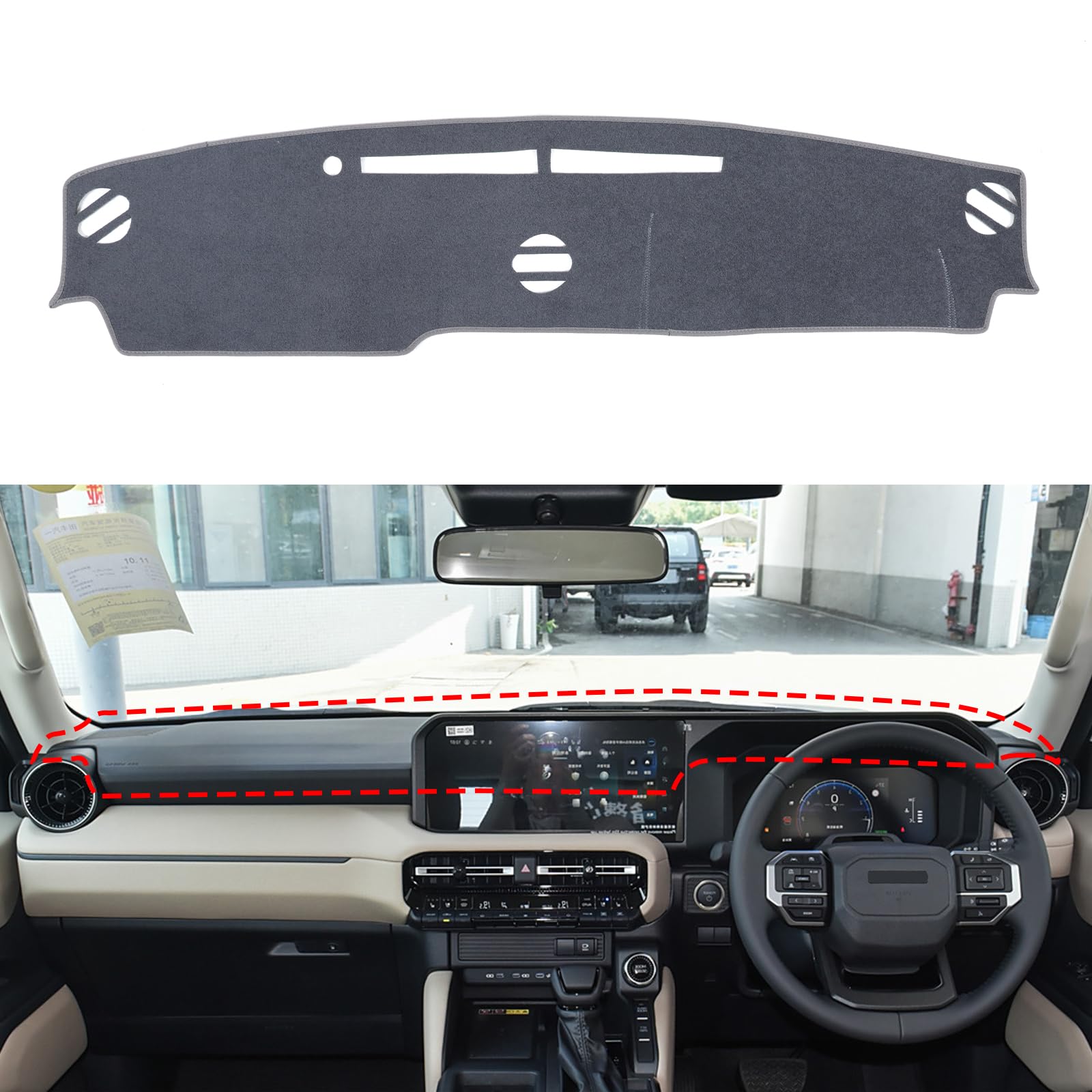 Armaturenbrett-Abdeckung, kompatibel mit Toyota Land Cruiser Prado LC250 J250 2024 2025, Auto-Innen-Armaturenbrett-Abdeckung, rutschfeste Matte, Anti-UV-Armaturenbrettabdeckung, Sonnenschutz (grau Armaturenbrett-Abdeckung, kompatibel mit Toyota Land Cruiser Prado LC250 J250 2024 2025, Auto-Innen-Armaturenbrett-Abdeckung, rutschfeste Matte, Anti-UV-Armaturenbrettabdeckung, Sonnenschutz (grau von DIYUCAR