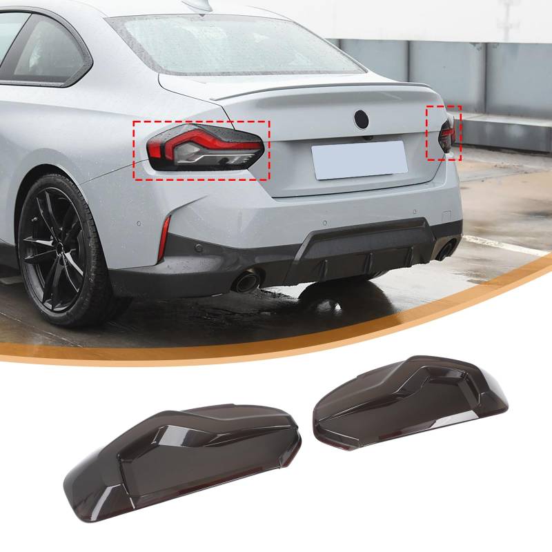 Auto Rücklicht Abdeckung Kompatibel mit 2er Serie G42 M2 M240 iG87 2022 2023 2024 2025, ABS Smoked Rücklicht Shell Trim Cover Rücklicht Lampe Abdeckung Schutz Außenzubehör von DIYUCAR