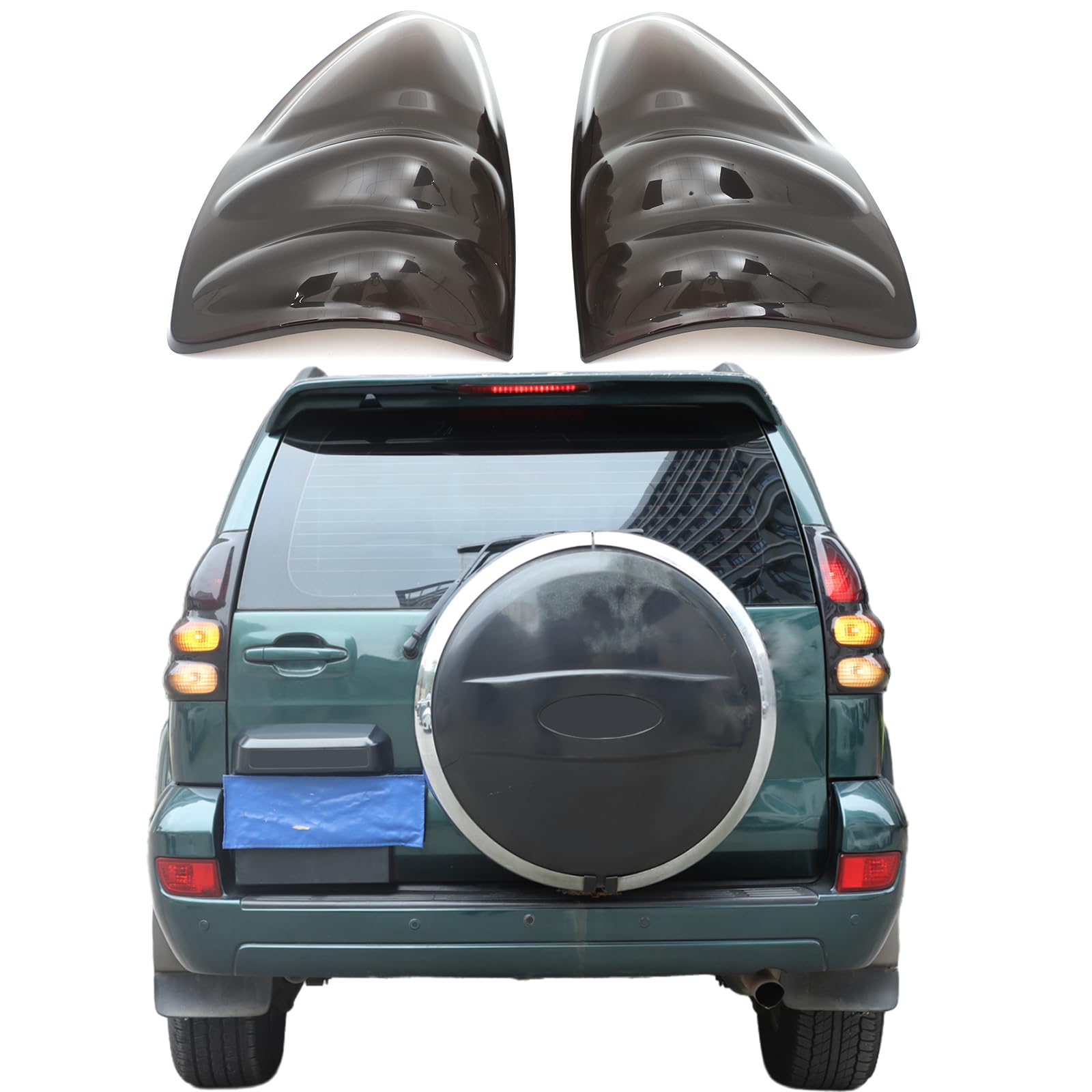 Auto-Rücklichtabdeckung, kompatibel mit Toyota Land Cruiser Prado LC120 LC150 LC250 2003-2025, ABS Rauch-Rücklicht-Schalenverkleidung, Außenzubehör (für Toyota rado LC120 2003–2009) von DIYUCAR